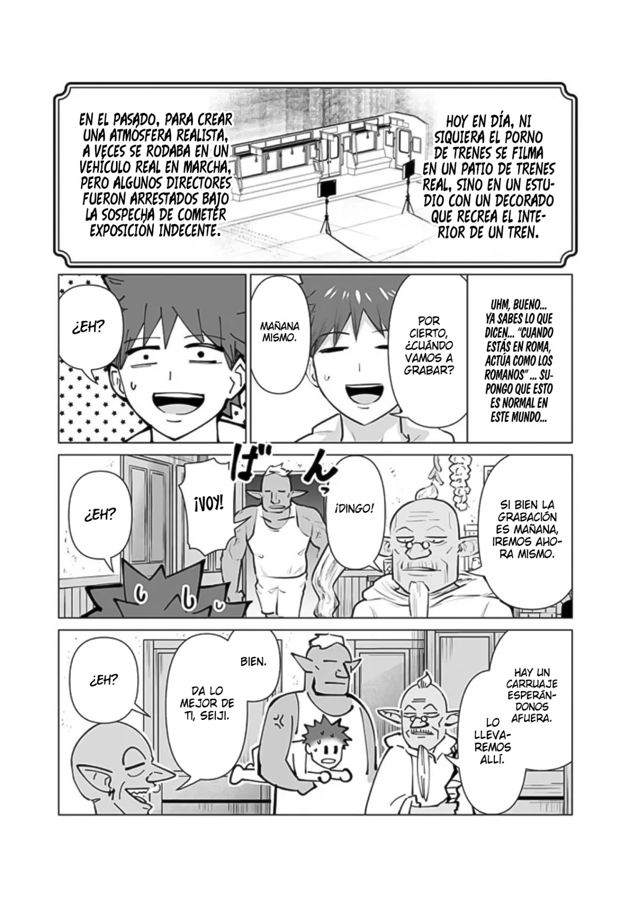 Isekai Pornstar ~Shiru danyuu ga isekai tensei shite ero chishiki furu katsuyo de musou danyuu ni naru hanashi Capitulo 7: El tren mágico y el viejo director zorgain página 10
