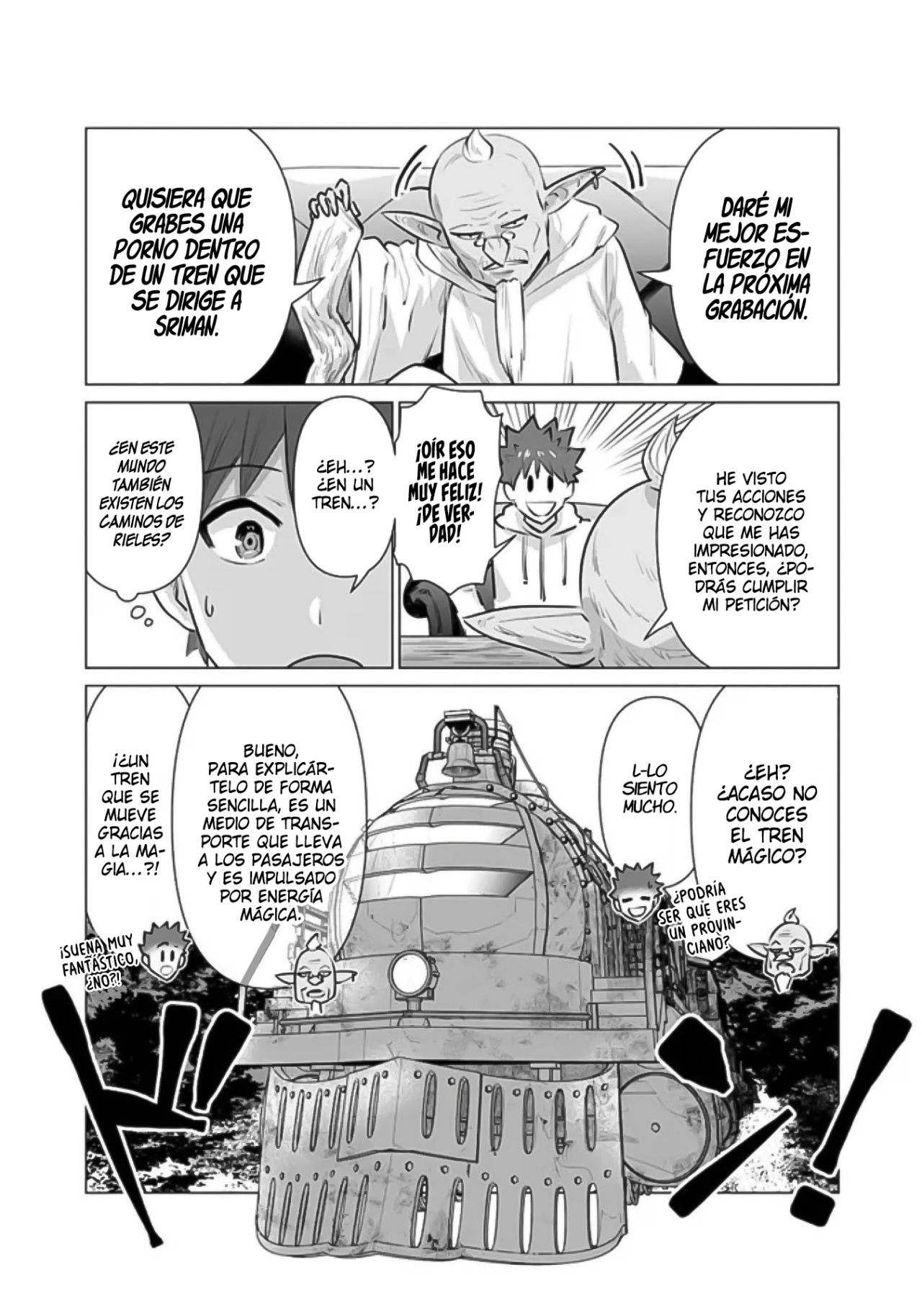 Isekai Pornstar ~Shiru danyuu ga isekai tensei shite ero chishiki furu katsuyo de musou danyuu ni naru hanashi Capitulo 7: El tren mágico y el viejo director zorgain página 8