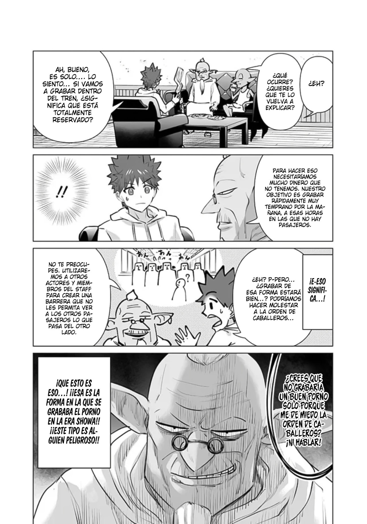 Isekai Pornstar ~Shiru danyuu ga isekai tensei shite ero chishiki furu katsuyo de musou danyuu ni naru hanashi Capitulo 7: El tren mágico y el viejo director zorgain página 9