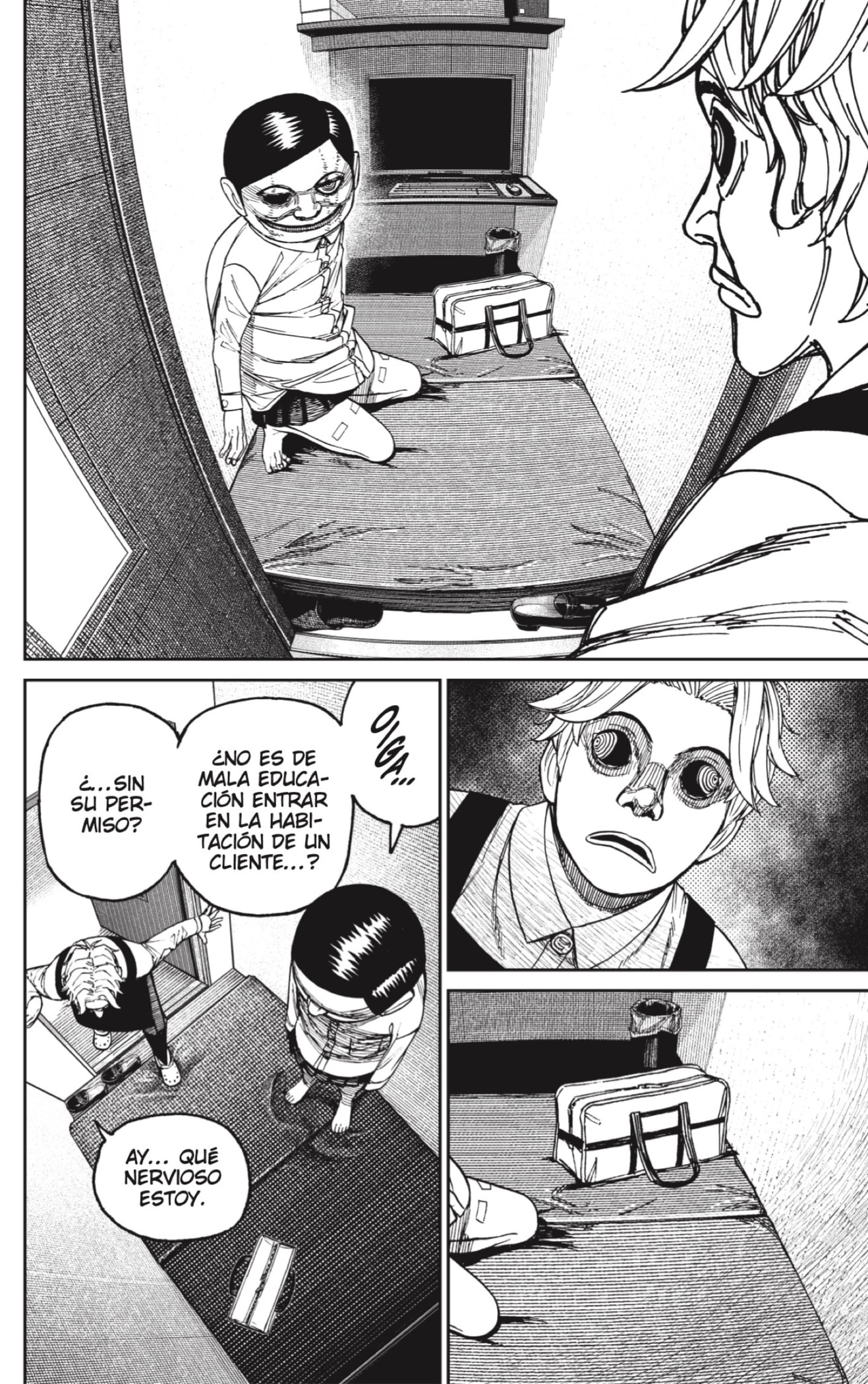 Dandadan Capitulo 87: Nunca debo dormir en un manga café página 8