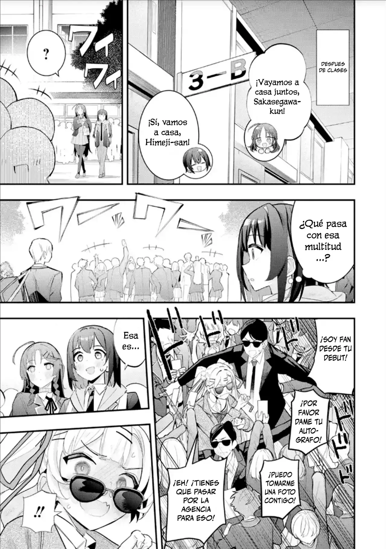 Urakata de sapōto shi teta geinō ikka o tsuihō sa reta boku wa, futsū no seishun o ōka shitai. Capitulo 11: Una Idol Top ha Llegado página 13