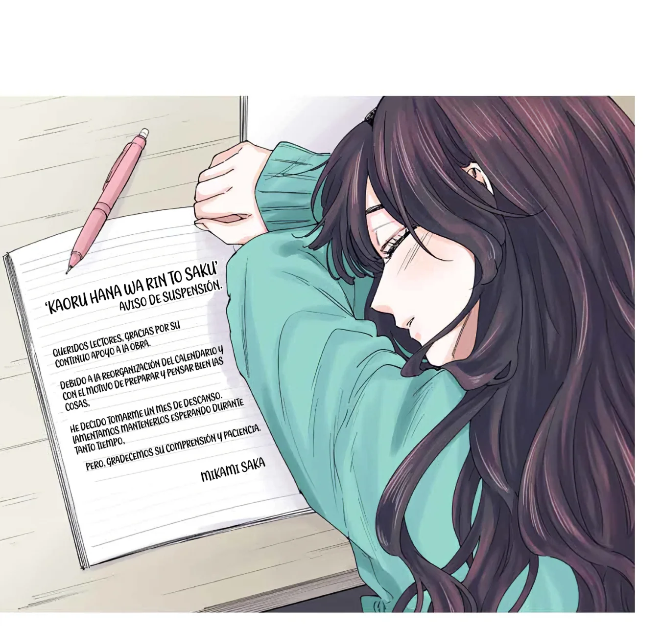 Kaoru Hana Wa Rin To Saku Capitulo 86.5: Aviso de Suspensión. página 4