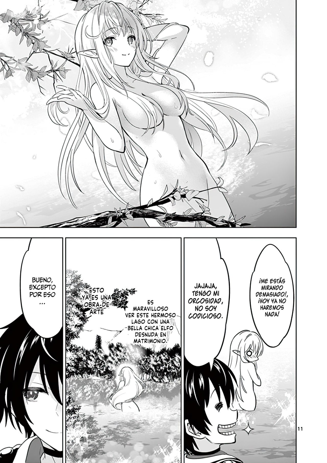 Shijou Saikyou Orc-san no Tanoshii Tanetsuke Harem Zukuri Capitulo 22: El Orco y la Elfa se unen. página 16