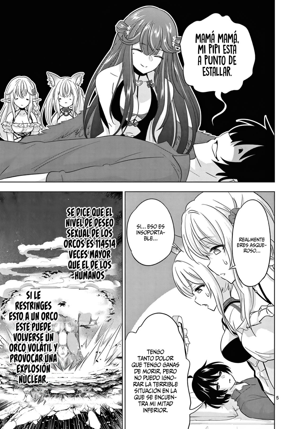 Shijou Saikyou Orc-san no Tanoshii Tanetsuke Harem Zukuri Capitulo 79: El Deseo Insaciable del Orco lleno de Heridas. página 8
