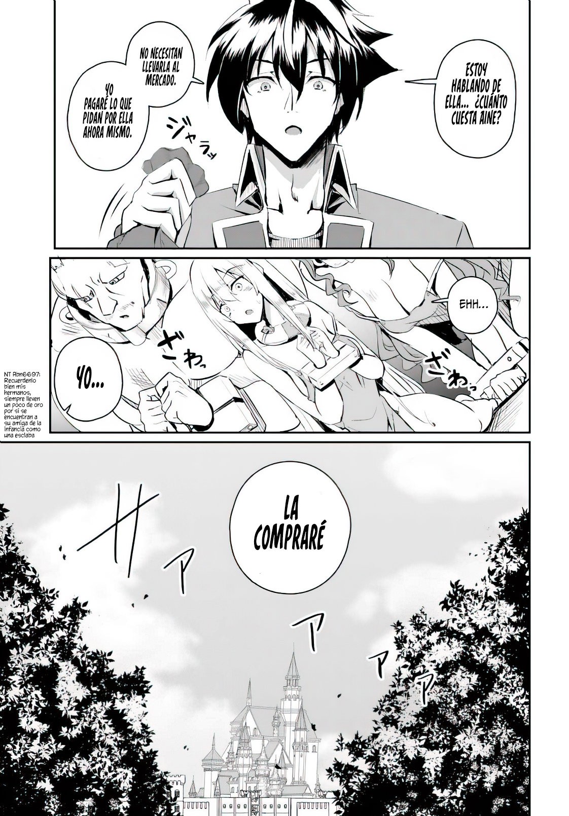 Entrenábamos juntos, pero ella termino convirtiéndose en una esclava sexual, así que yo, un aventurero de rango S, decidí comprarla y protegerla, porque era mi amiga de la infancia. Capitulo 1: Capitulo 1. página 12
