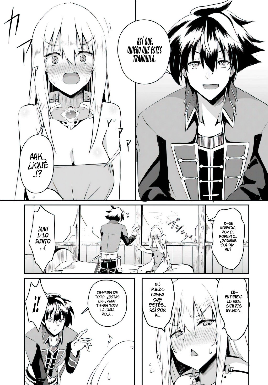 Entrenábamos juntos, pero ella termino convirtiéndose en una esclava sexual, así que yo, un aventurero de rango S, decidí comprarla y protegerla, porque era mi amiga de la infancia. Capitulo 1: Capitulo 1. página 34