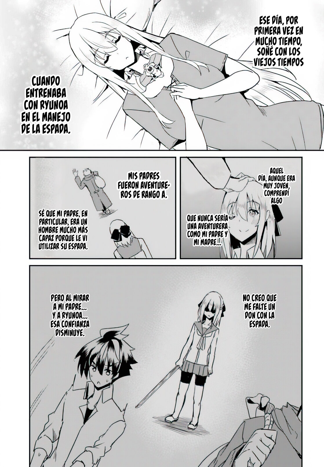 Entrenábamos juntos, pero ella termino convirtiéndose en una esclava sexual, así que yo, un aventurero de rango S, decidí comprarla y protegerla, porque era mi amiga de la infancia. Capitulo 6: Los Acechadores. página 16