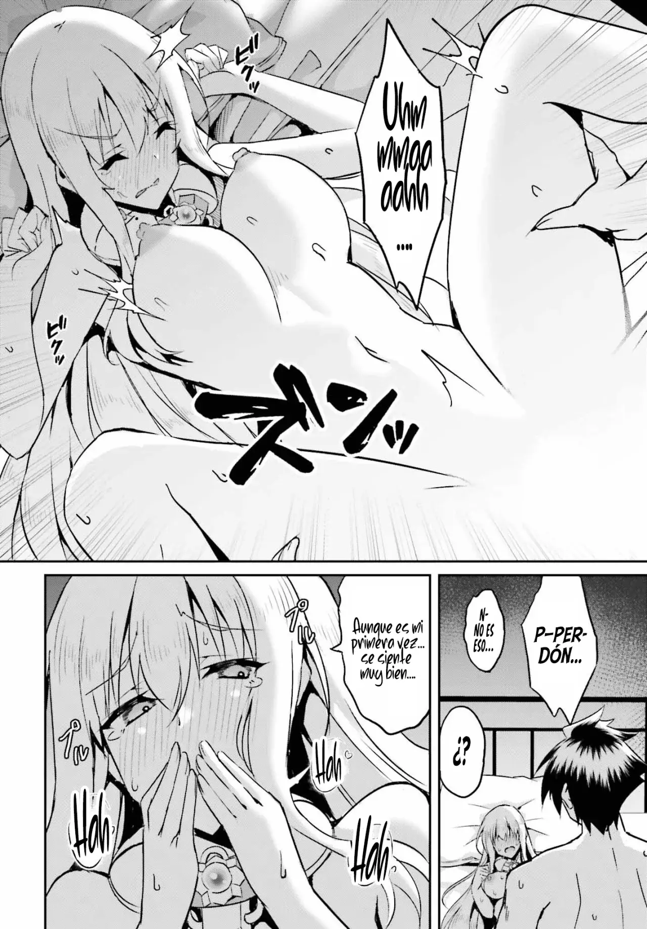 Entrenábamos juntos, pero ella termino convirtiéndose en una esclava sexual, así que yo, un aventurero de rango S, decidí comprarla y protegerla, porque era mi amiga de la infancia. Capitulo 9: Primera vez. página 9