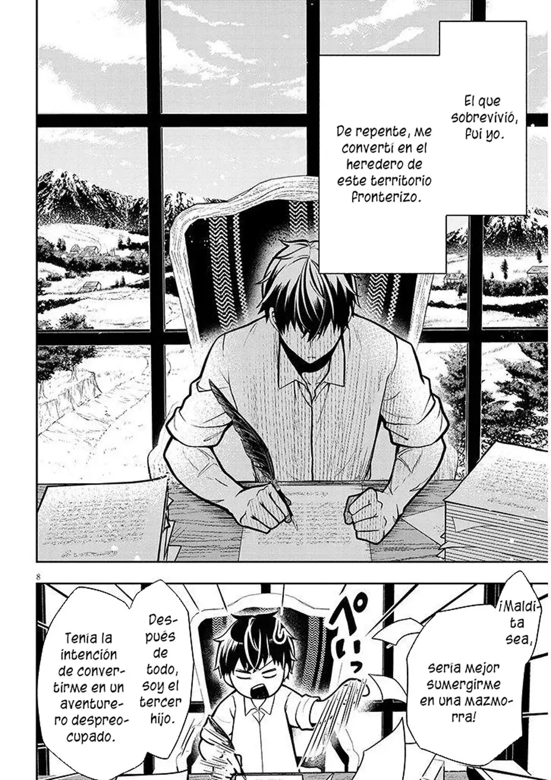 Ragna, el heredero de un noble de la frontera, es un reencarnado de Japón y este mundo es el mundo de un juego de citas que él conocía Capitulo 1 página 11