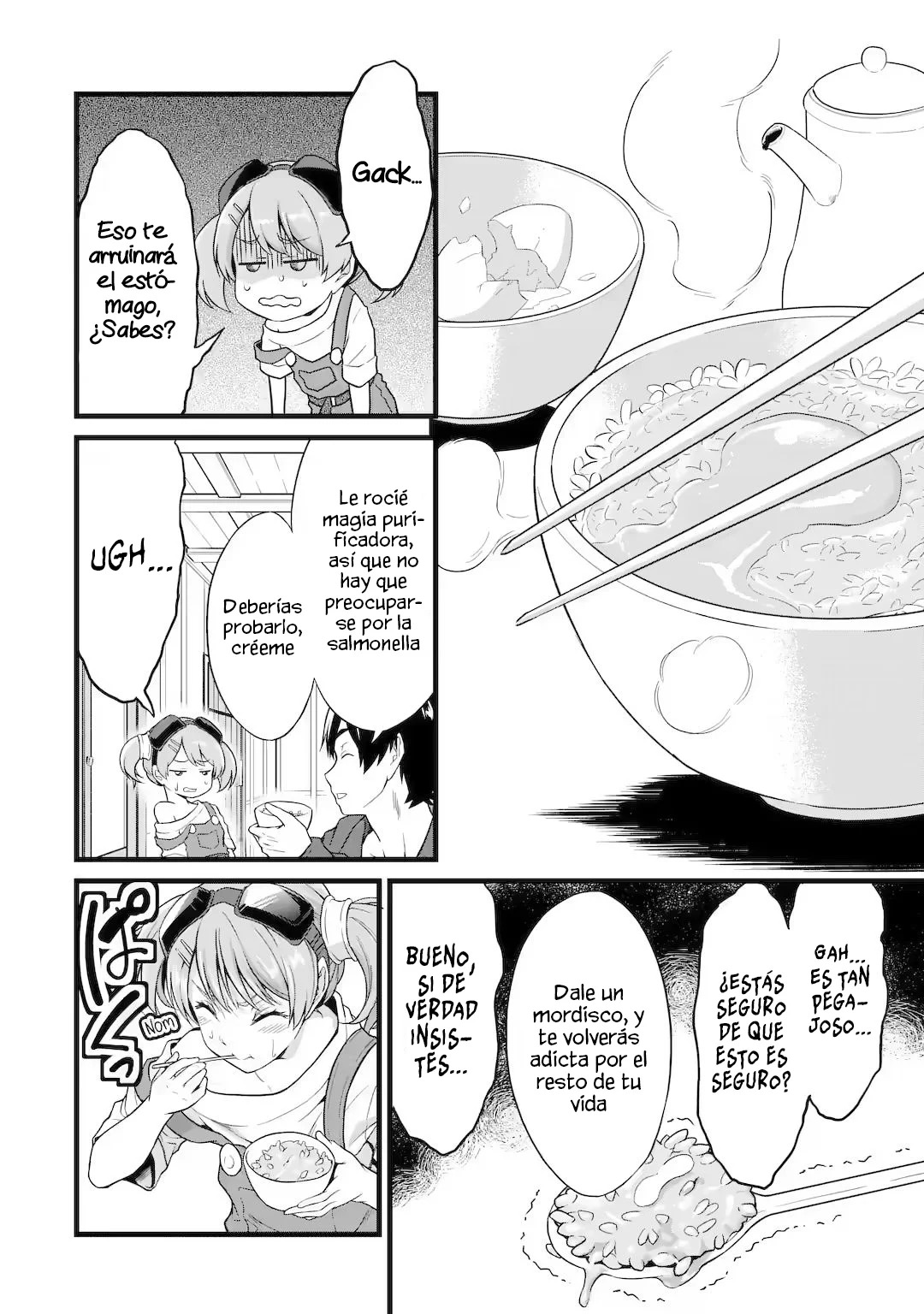 Yuru Fuwa Noka No Moji Bake Skill Capitulo 20.1: Arroz con huevo y un nuevo hogar Parte 1 página 12