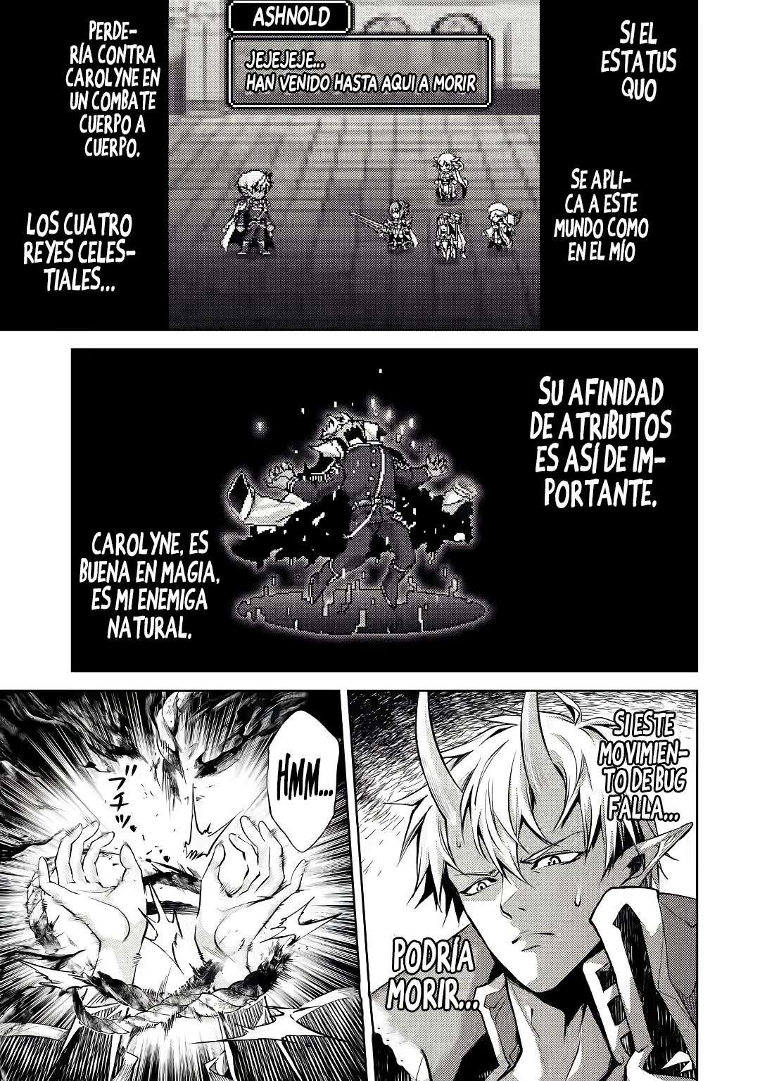 Reencarne como un jefe de nivel intermedio que muere al principio del juego. Capitulo 5.2 página 8