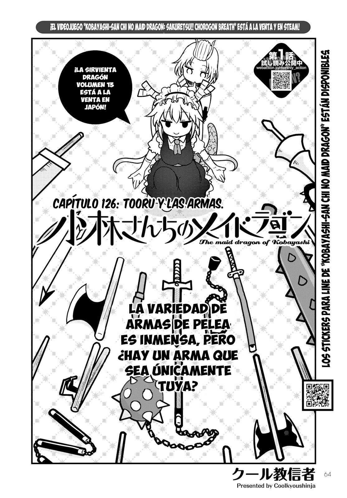 Kobayashi-san Chi no Maid Dragon Capitulo 126: Tooru y las armas página 3