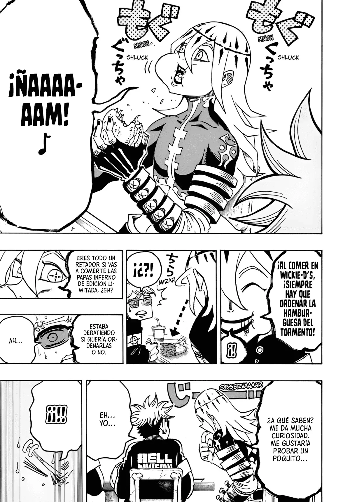 Ultimate Exorcist Kiyoshi Capitulo 63: La Hamburguesa Favorita de Todos de Wickie-D's página 14