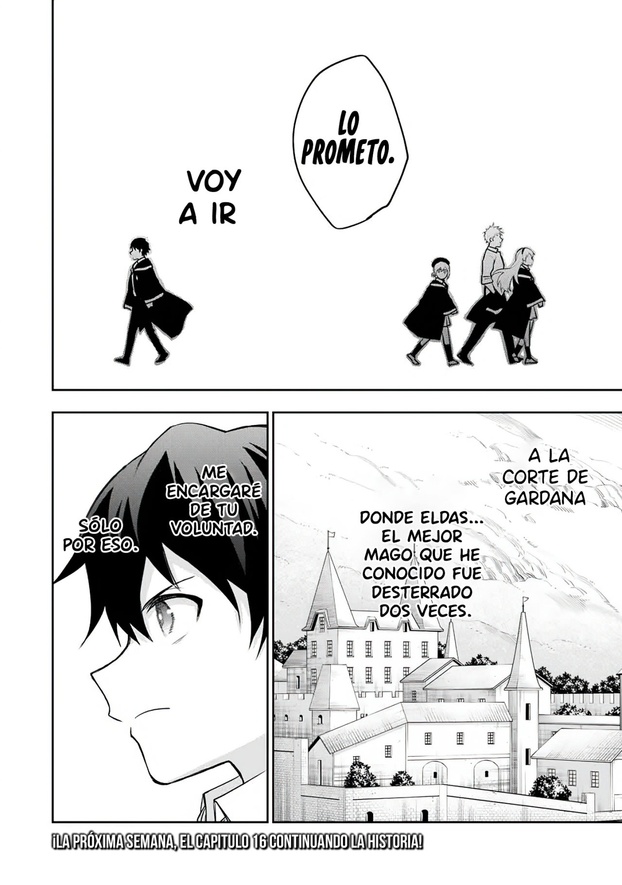Un mago de la corte, que se centraba en la magia de apoyo porque sus aliados eran demasiado débiles, aspira a convertirse en el más fuerte tras ser expulsado Capitulo 15.5: Promesa página 8