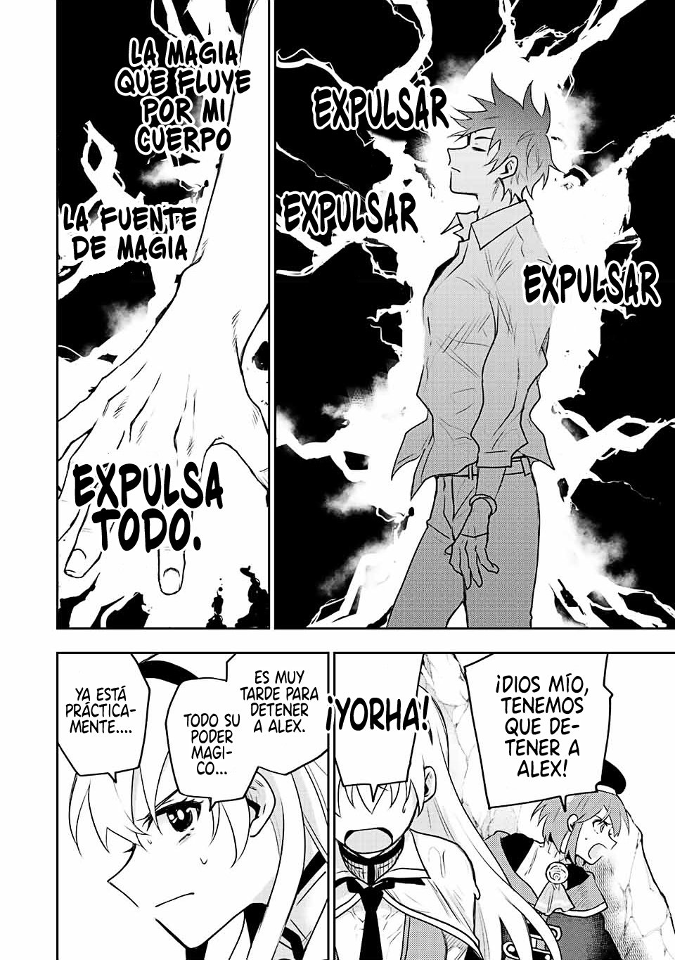 Un mago de la corte, que se centraba en la magia de apoyo porque sus aliados eran demasiado débiles, aspira a convertirse en el más fuerte tras ser expulsado Capitulo 44: Kensei vs Mago página 17
