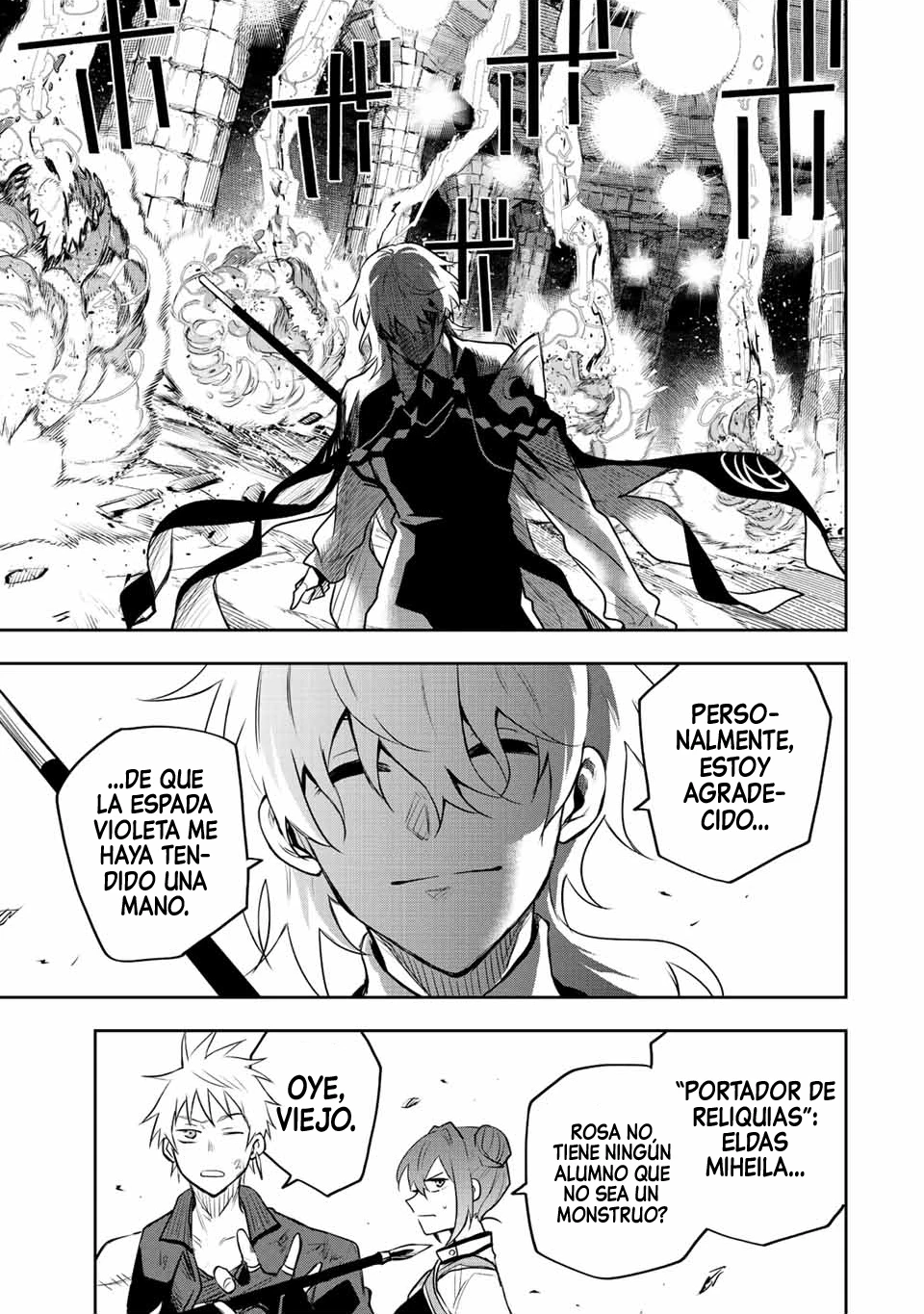 Un mago de la corte, que se centraba en la magia de apoyo porque sus aliados eran demasiado débiles, aspira a convertirse en el más fuerte tras ser expulsado Capitulo 73 página 15