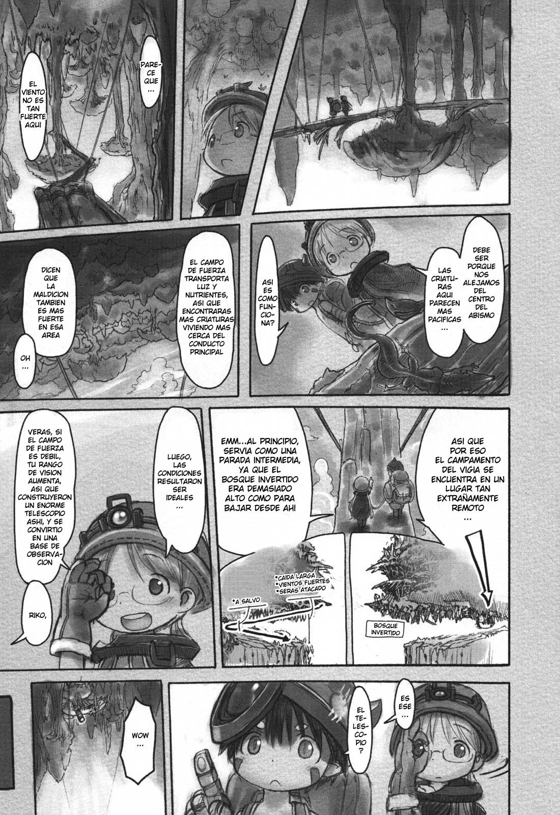 Made in Abyss Capitulo 12: Segunda capa, parte inferior: El Bosque Invertido página 14