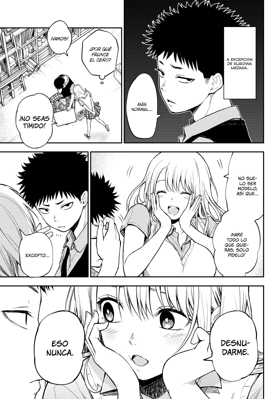 Kuroiwa Medaka Ni Watashi No Kawaii Ga Tsuujinai Capitulo 3: Dibujando con ese tipo. página 4