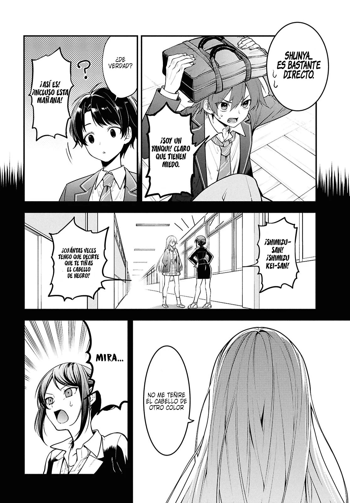 Tonari no Seki no Yankee Shimizu-san ga Kami wo Kuroku Somete Kita Capitulo 1 página 5