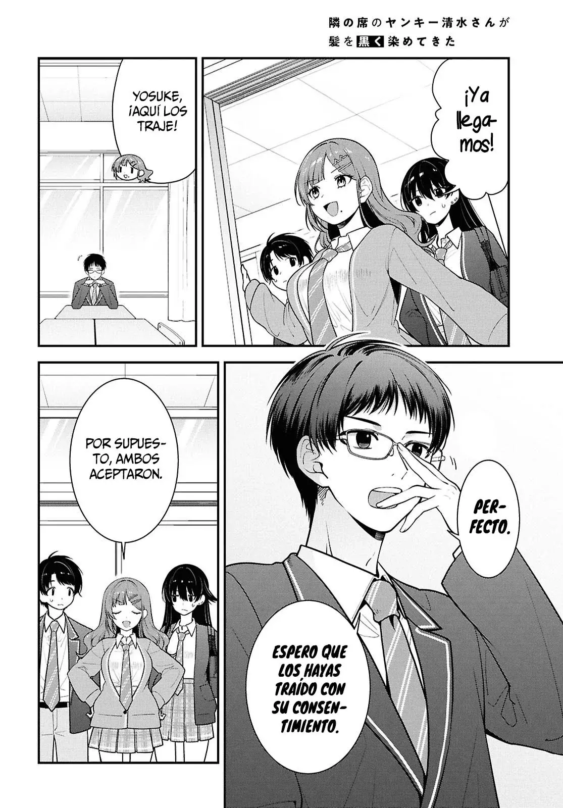 Tonari no Seki no Yankee Shimizu-san ga Kami wo Kuroku Somete Kita Capitulo 10 página 15
