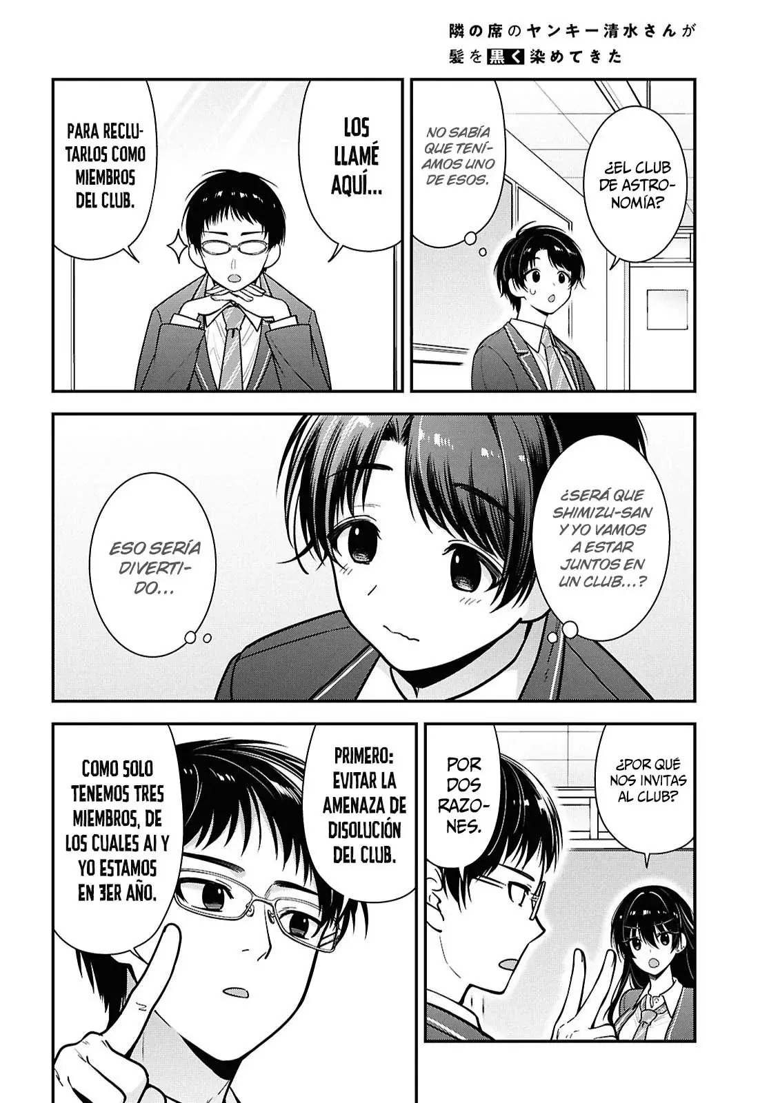 Tonari no Seki no Yankee Shimizu-san ga Kami wo Kuroku Somete Kita Capitulo 10 página 19