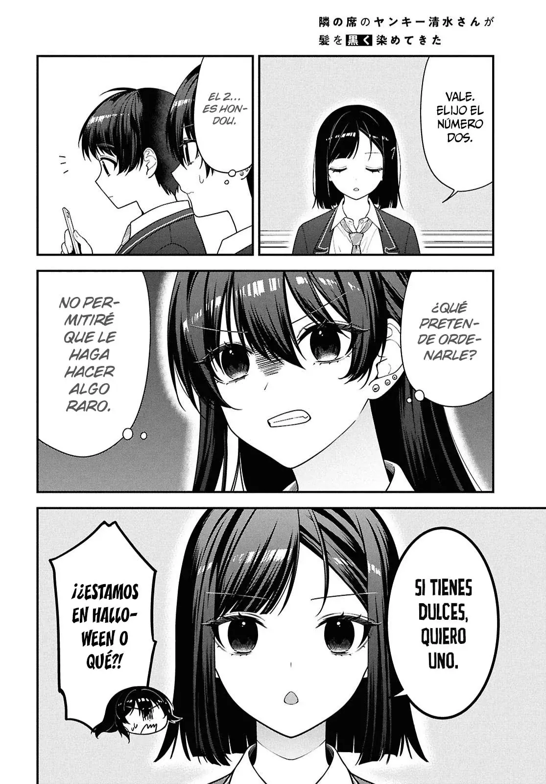 Tonari no Seki no Yankee Shimizu-san ga Kami wo Kuroku Somete Kita Capitulo 14 página 7