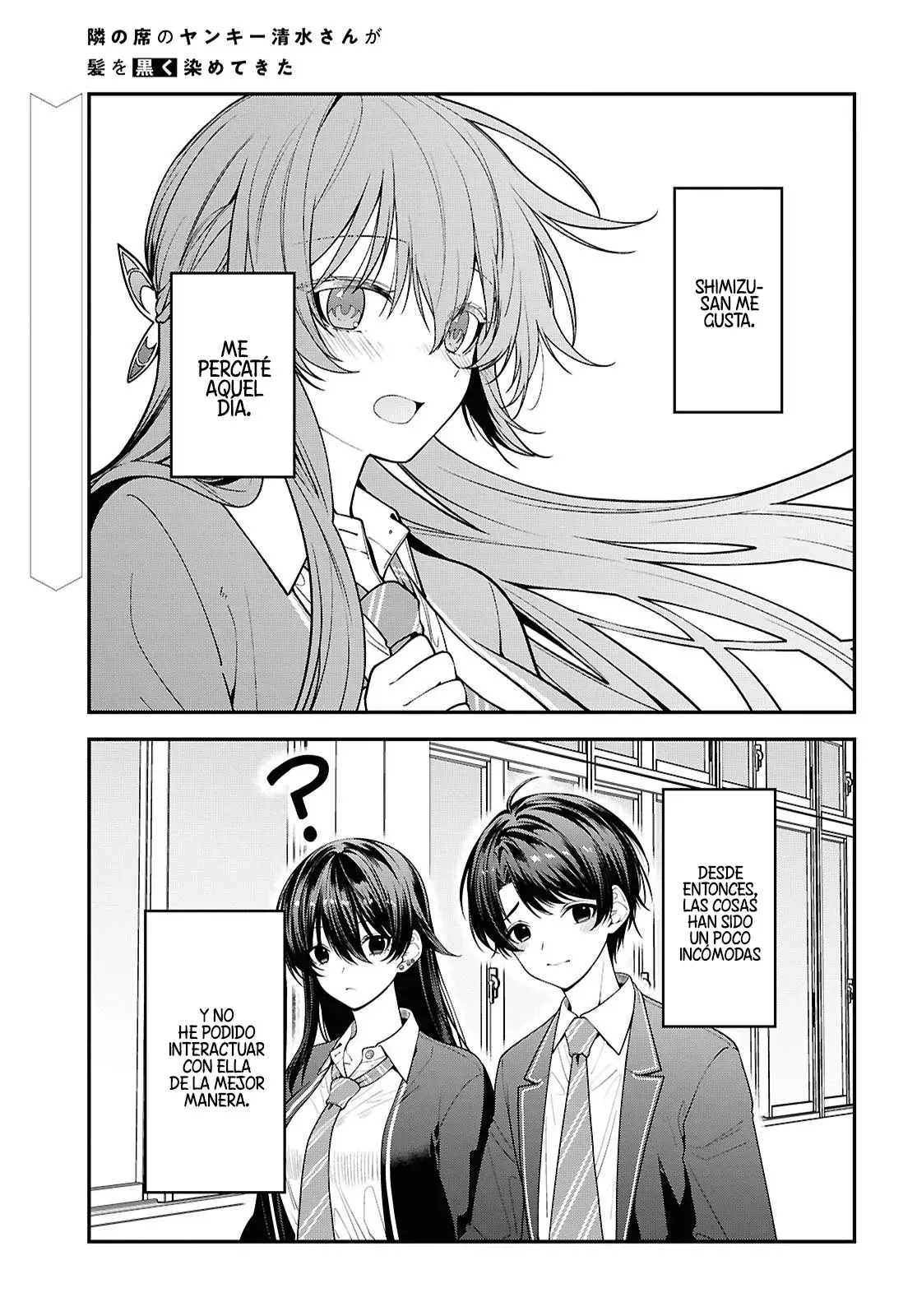 Tonari no Seki no Yankee Shimizu-san ga Kami wo Kuroku Somete Kita Capitulo 16 página 3