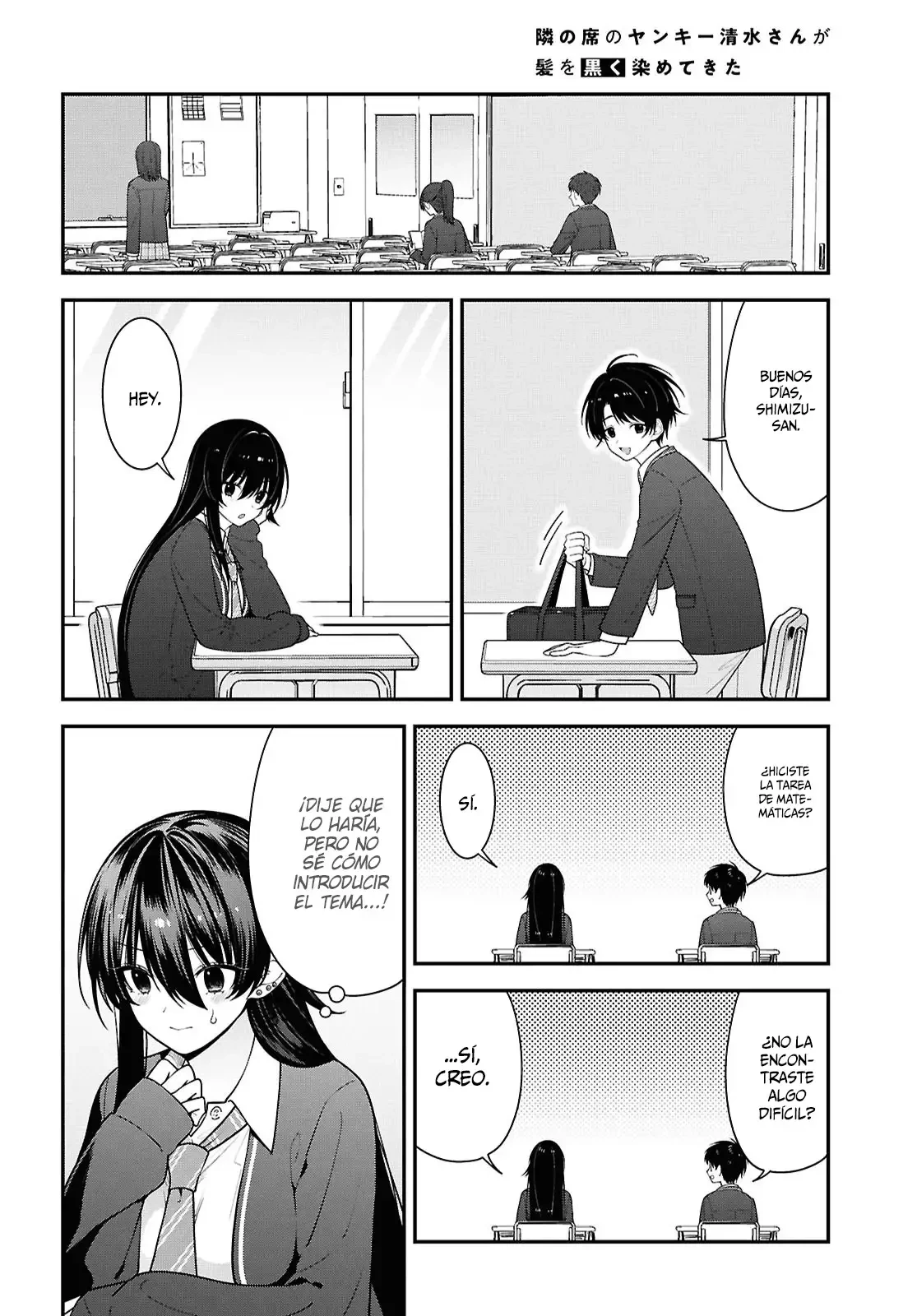 Tonari no Seki no Yankee Shimizu-san ga Kami wo Kuroku Somete Kita Capitulo 17 página 10