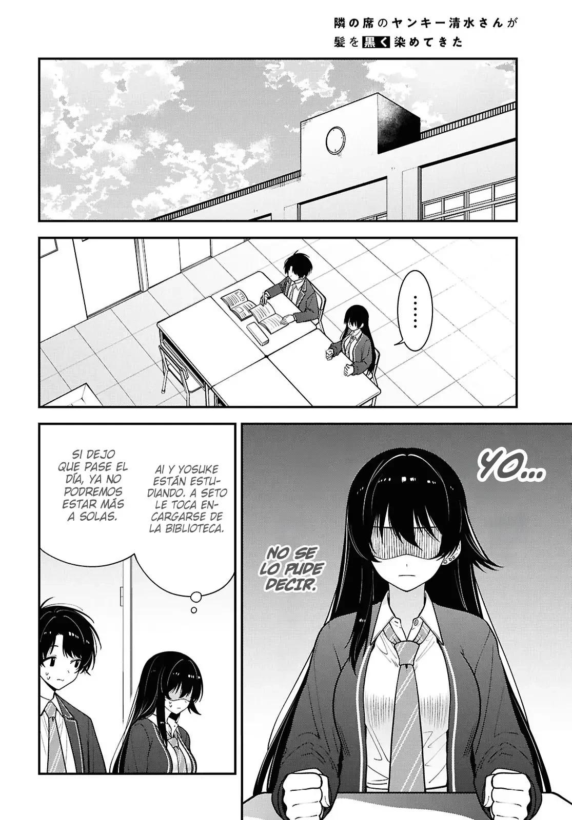 Tonari no Seki no Yankee Shimizu-san ga Kami wo Kuroku Somete Kita Capitulo 17 página 14