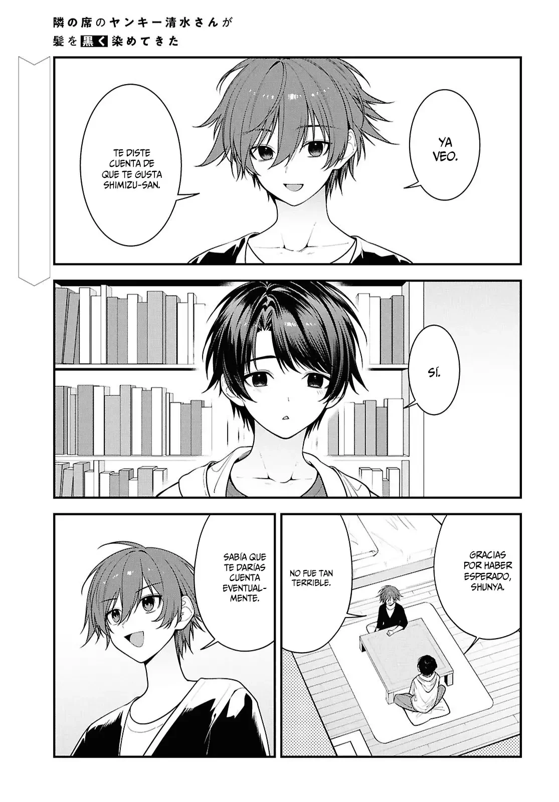 Tonari no Seki no Yankee Shimizu-san ga Kami wo Kuroku Somete Kita Capitulo 17 página 3