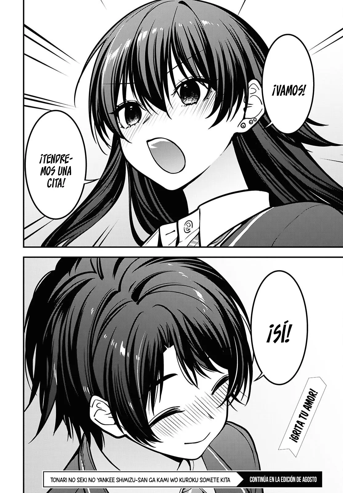 Tonari no Seki no Yankee Shimizu-san ga Kami wo Kuroku Somete Kita Capitulo 19 página 34