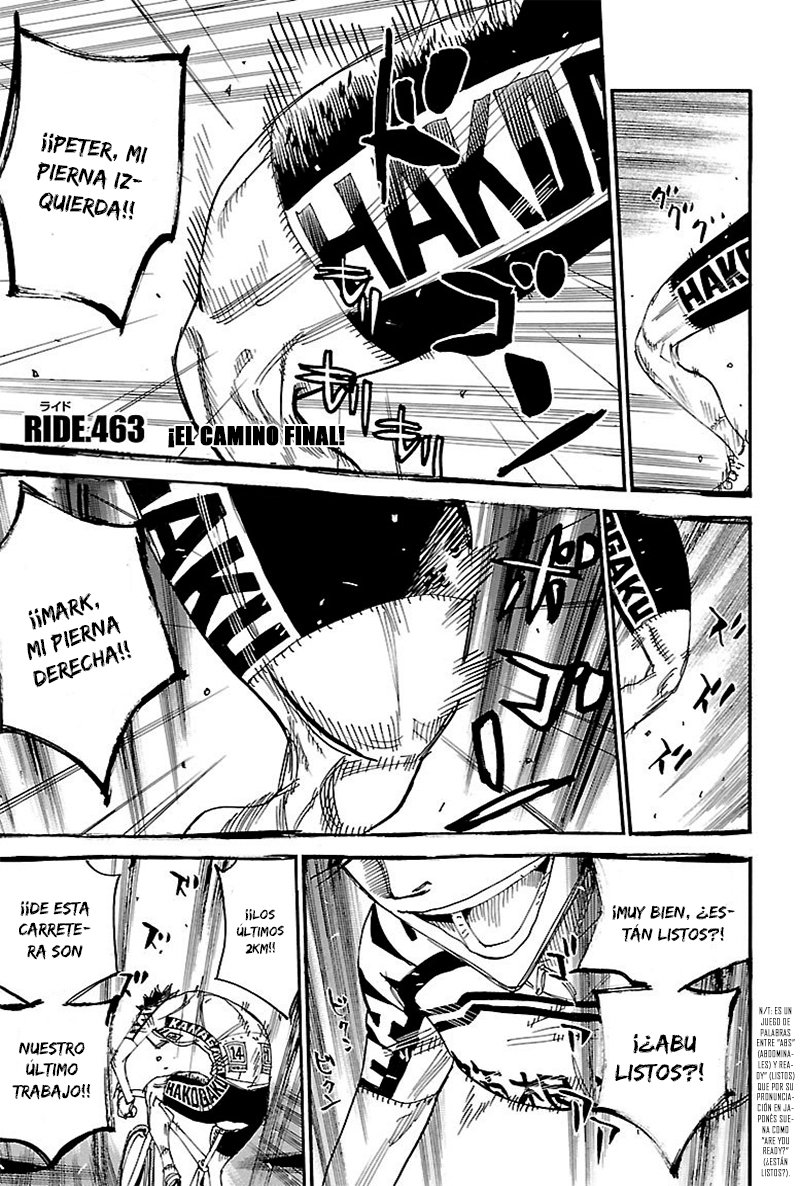 Yowamushi Pedal Capitulo 463: ¡El camino final! página 3