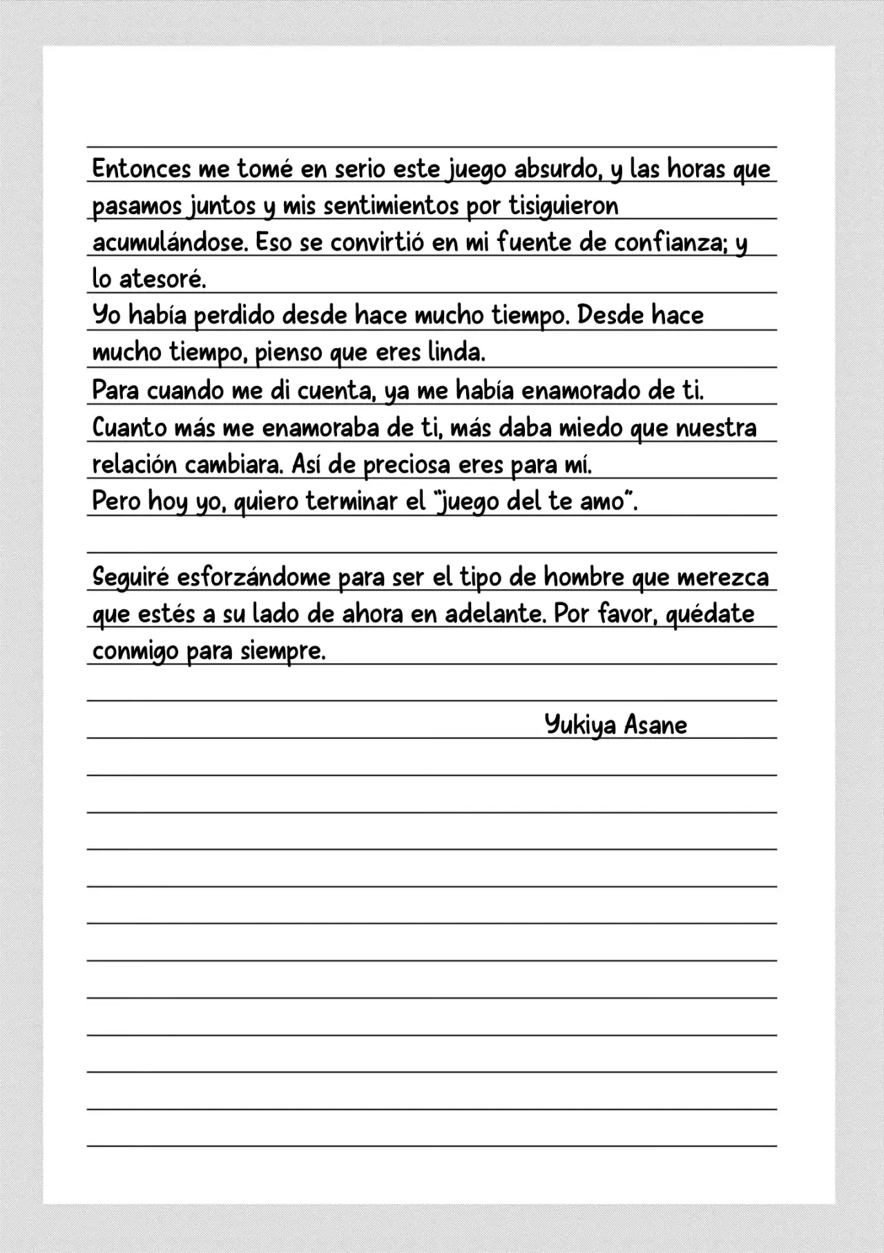 I Want to End the Game That I Love Capitulo 60.5: Carta página 18