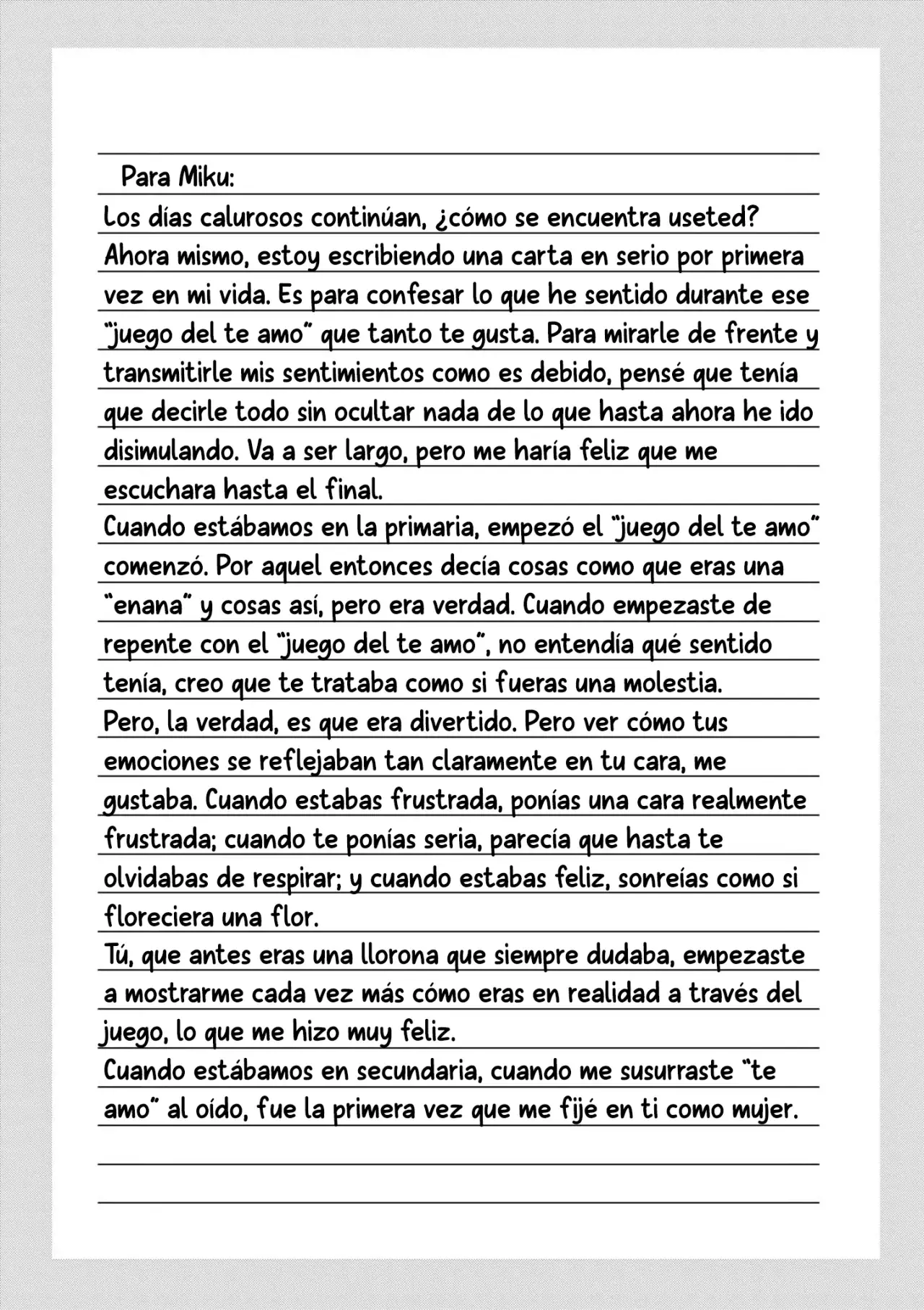 I Want to End the Game That I Love Capitulo 60.5: Carta página 5