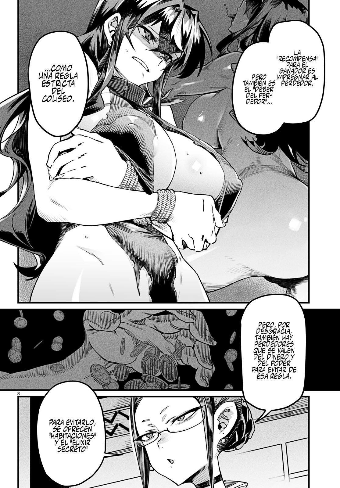 REENCARNADO EN UN COLISEO ~UTILIZANDO LA HABILIDAD MÁS DÉBIL PARA DERROTAR A LAS MUJERES MÁS FUERTES Y CREAR UN HAREM DE ESCLAVAS~ Capitulo 3: Primera inseminación página 9