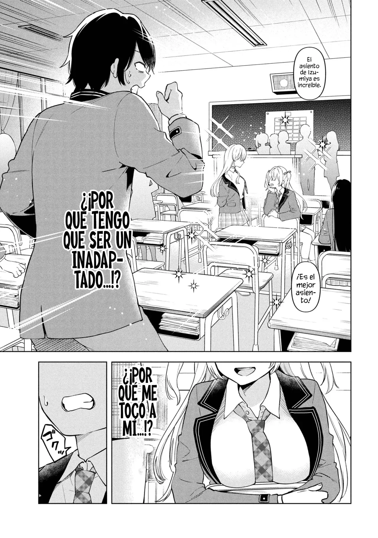 Soy un chico introvertido y, tras un cambio de asientos, terminé rodeado de chicas clase S y así comenzó nuestra relación secreta. Capitulo 1 página 11