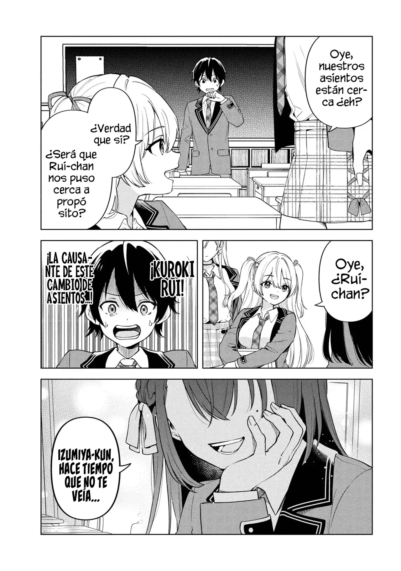 Soy un chico introvertido y, tras un cambio de asientos, terminé rodeado de chicas clase S y así comenzó nuestra relación secreta. Capitulo 1 página 16