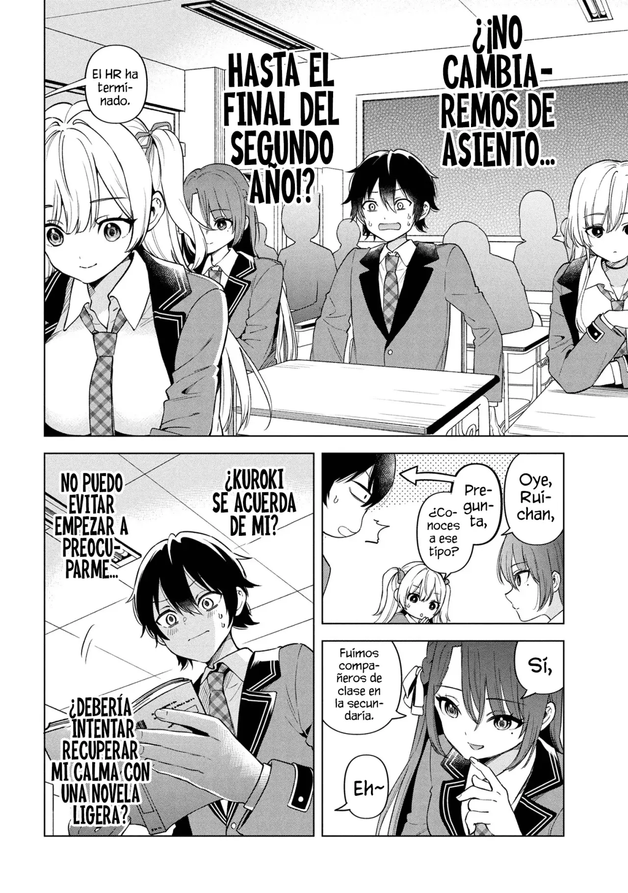 Soy un chico introvertido y, tras un cambio de asientos, terminé rodeado de chicas clase S y así comenzó nuestra relación secreta. Capitulo 1 página 19