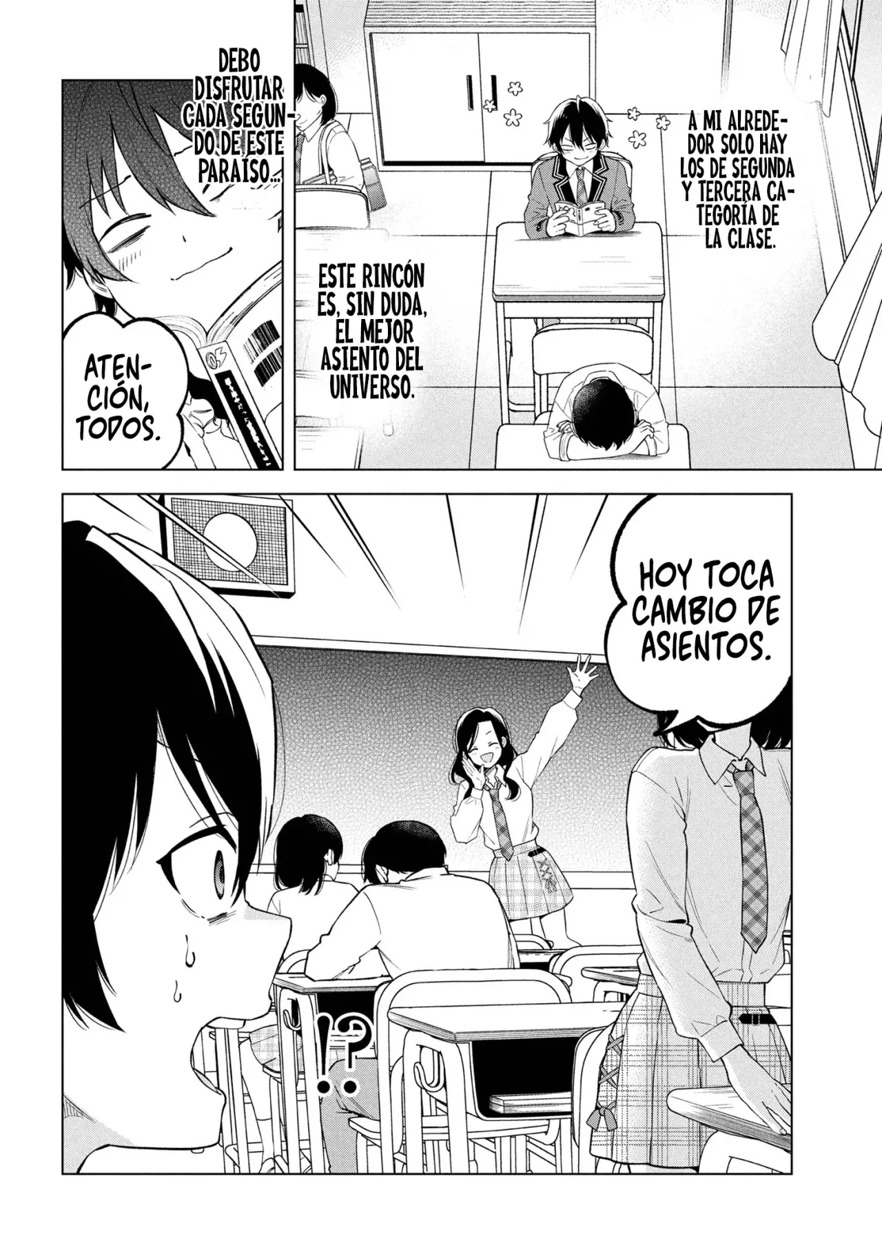 Soy un chico introvertido y, tras un cambio de asientos, terminé rodeado de chicas clase S y así comenzó nuestra relación secreta. Capitulo 1 página 6