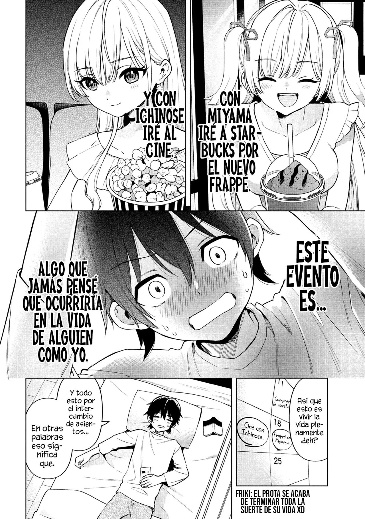 Soy un chico introvertido y, tras un cambio de asientos, terminé rodeado de chicas clase S y así comenzó nuestra relación secreta. Capitulo 2 página 34