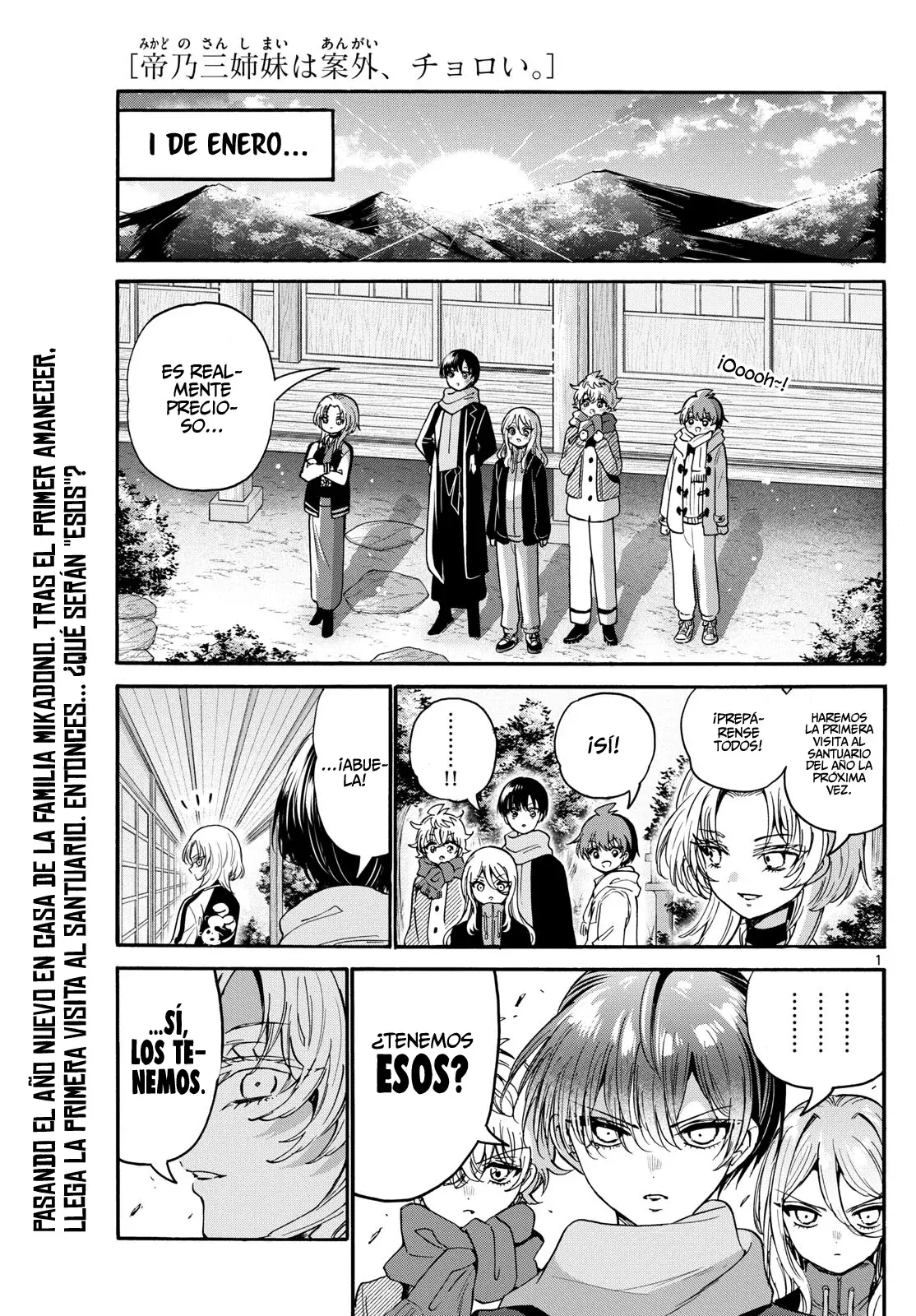 Mikadono Sanshimai wa Angai, Choroi Capitulo 189: La primera visita al templo, y un deseo página 4