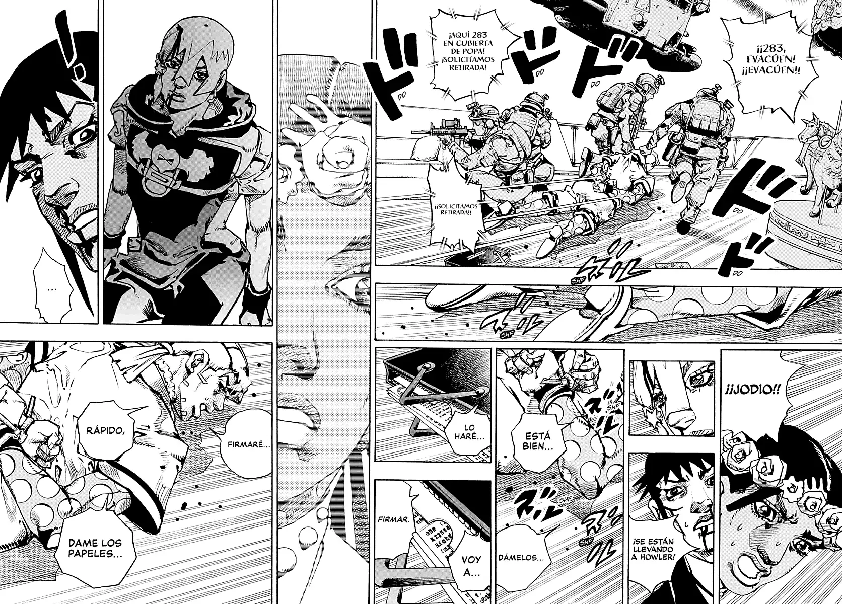 JoJo's Bizarre Adventure Parte 9: The JoJoLands Capitulo 32: Howler Hundiéndose página 22