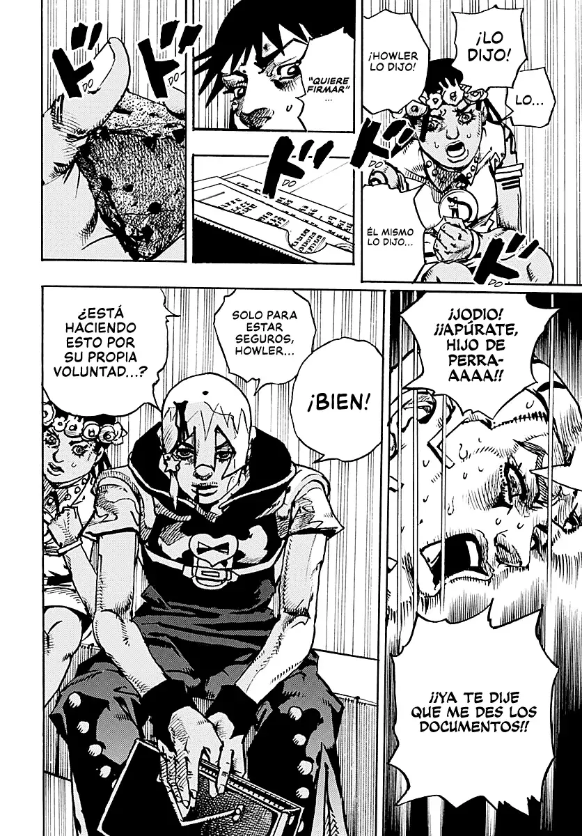 JoJo's Bizarre Adventure Parte 9: The JoJoLands Capitulo 32: Howler Hundiéndose página 25