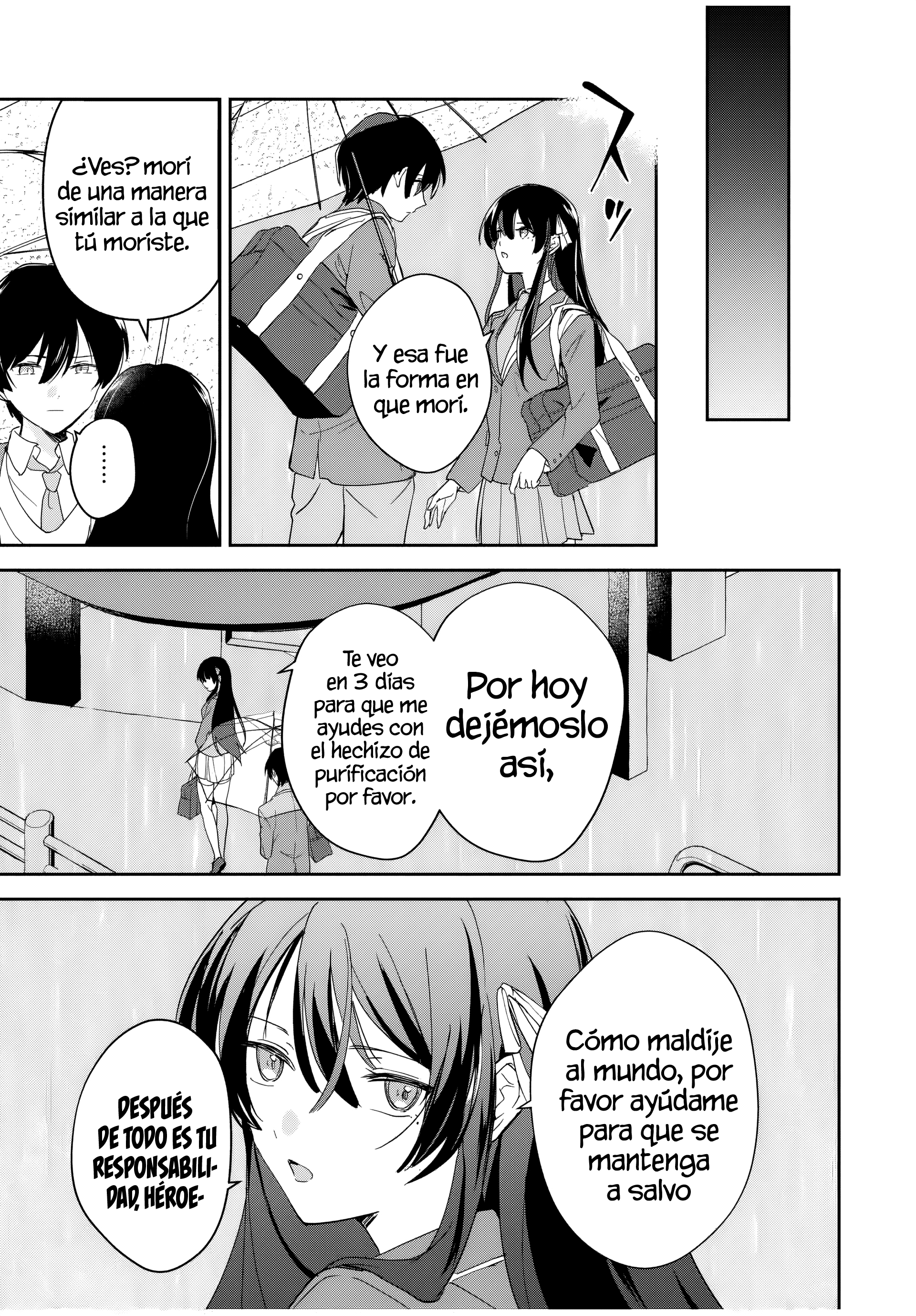 Una comedia romántica de reencarnación de un héroe y una bruja Capitulo 6: La bruja introvertida antes de la reencarnación y su recuerdo de muerte página 17