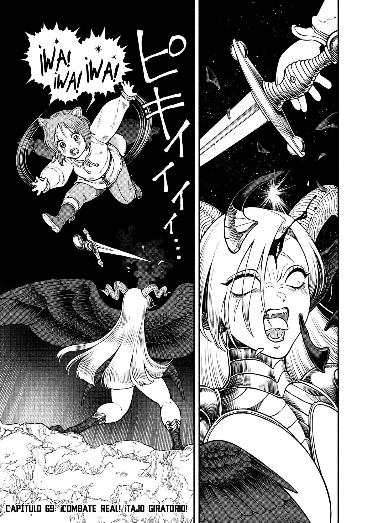 Onna Kishi to Kemomimi no Ko Capitulo 69: ¡Combate real! ¡Tajo giratorio! página 2