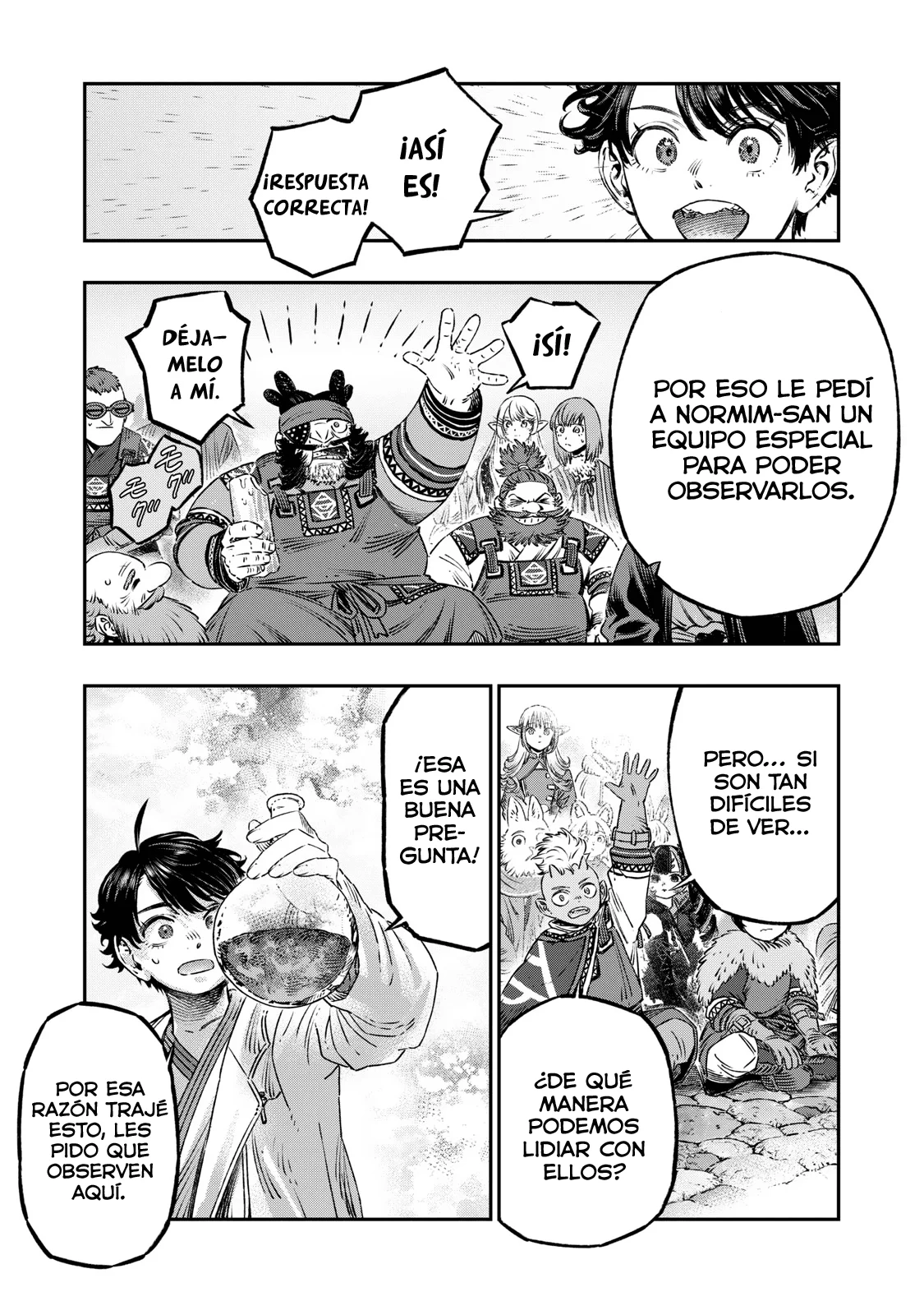 Koudou ni Hattatsu Shita Igaku wa Mahou to Kubetsu ga Tsukanai Capitulo 19: Matraz de Pasteur = Experimento del matraz cuello de cisne. página 14
