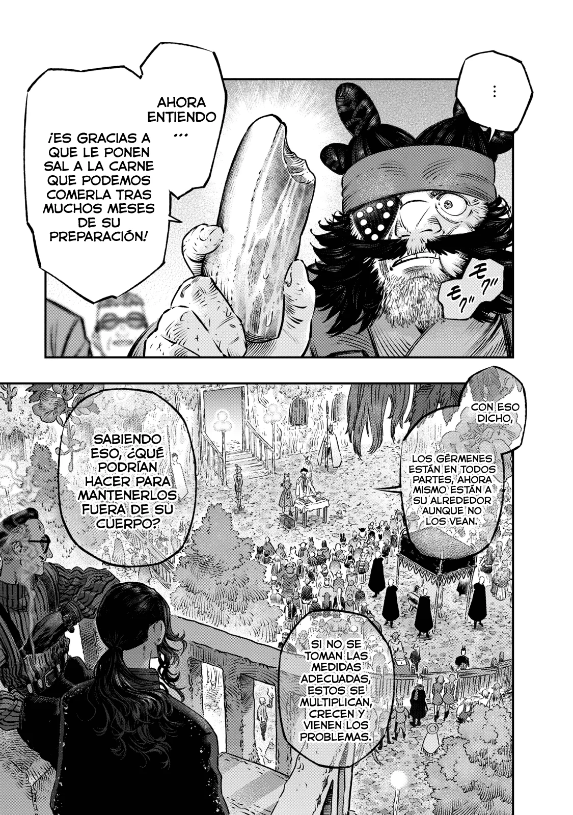 Koudou ni Hattatsu Shita Igaku wa Mahou to Kubetsu ga Tsukanai Capitulo 19: Matraz de Pasteur = Experimento del matraz cuello de cisne. página 18